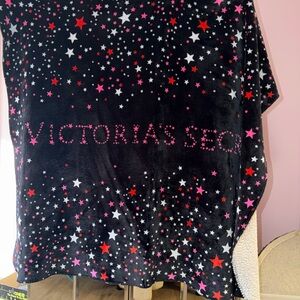 Victoria's Secret Black and Pink Star Blanket